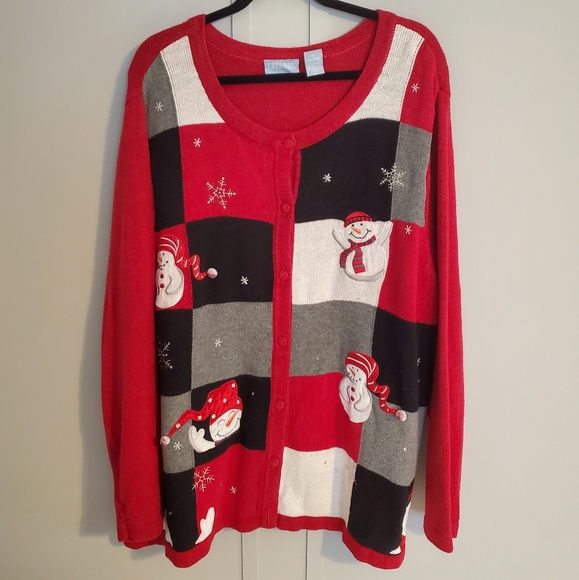 Liz & Me Sweaters - Snowman Christmas Cardigan Sweater